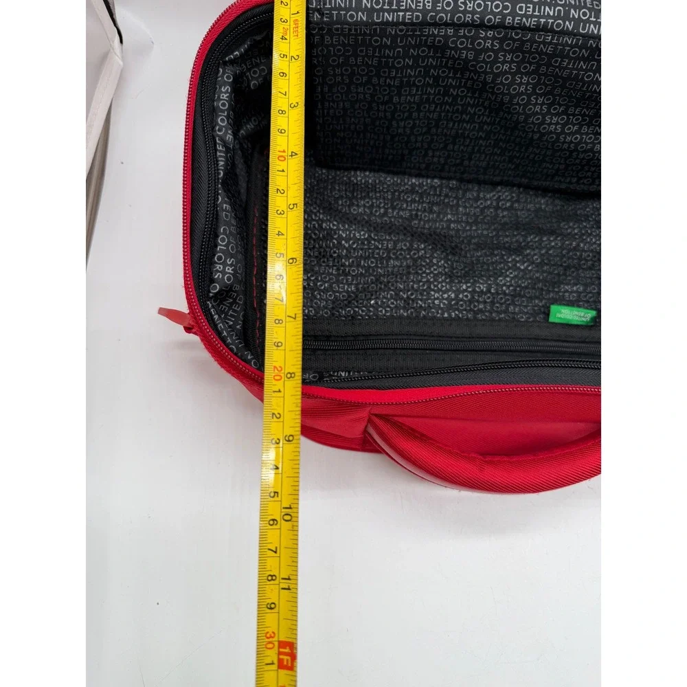 United Colors of Benetton Red Vanity Case Travel Cosmetic Bag Mirror Organizer